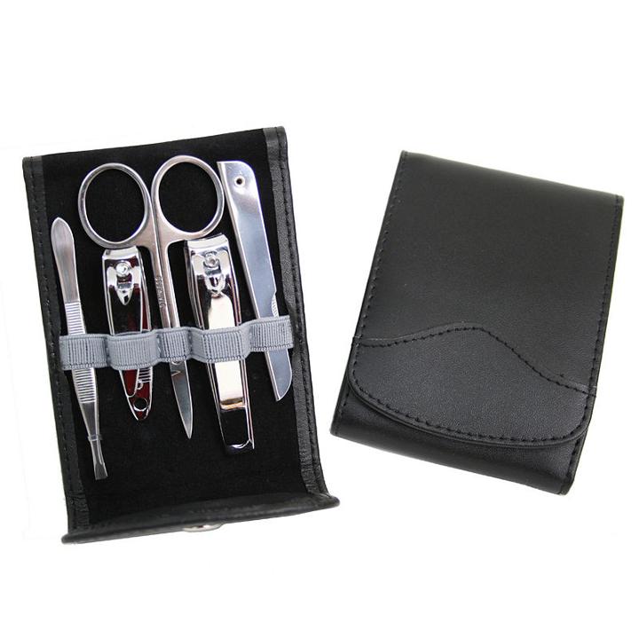 Royce Leather Genuine Leather Flip Case Manicure Kit With 5-pc. Stainless Steel Implements