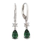 Lab-created Emerald & Lab-created White Sapphire Drop Earrings