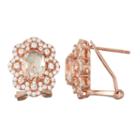 Simulated Pink Morganite 14k Rose Gold Over Silver 15.1mm Oval Hoop Earrings