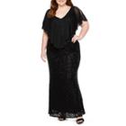 Blu Sage Sleeveless Stretch Lace Gown With Chiffon Popover - Plus