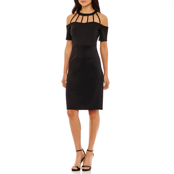 Bold Elements Cage Neck Cold Shoulder Bodycon Dress