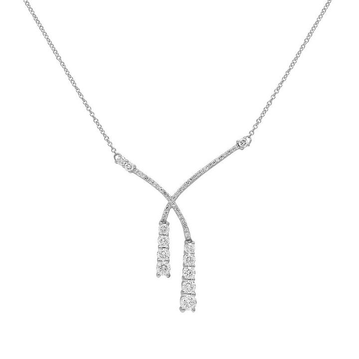 Womens 1 1/2 Ct. T.w. Genuine White Diamond 10k White Gold Y Necklace