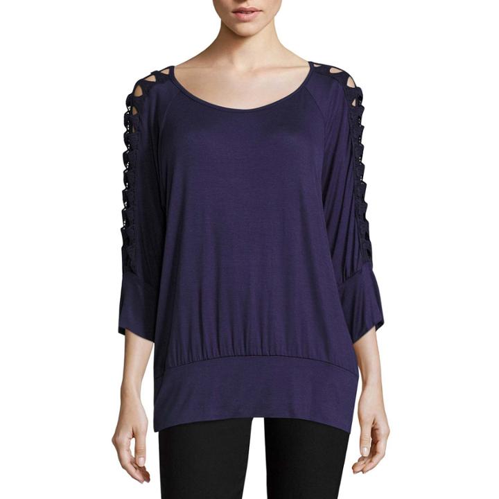 By & By Long Sleeve Round Neck Knit Blouse-juniors Plus