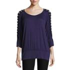 By & By Long Sleeve Round Neck Knit Blouse-juniors Plus