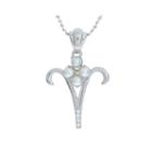 Aries Zodiac Cultured Freshwater Pearl And Cz Sterling Silver Pendant Necklace