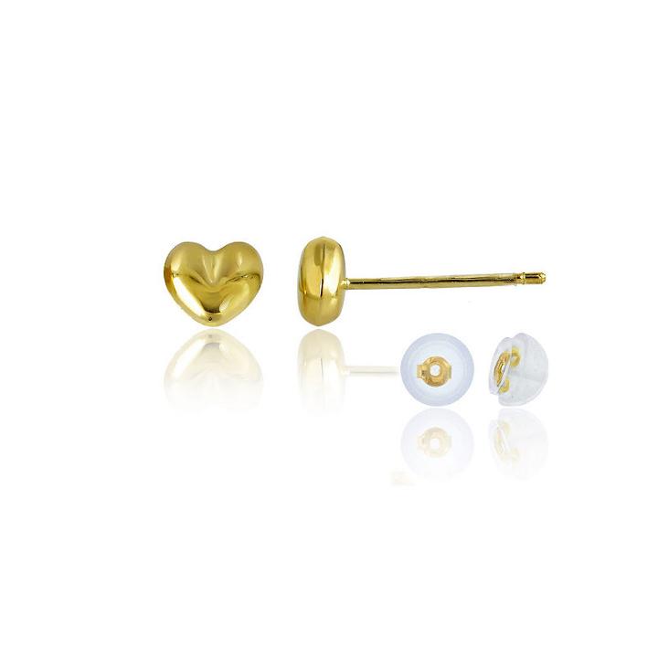 14k Gold 4.5mm Heart Stud Earrings