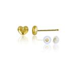 14k Gold 4.5mm Heart Stud Earrings