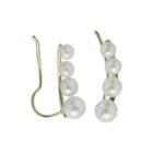 Cultured Freshwater Pearl And 14k Yellow Gold Climber Earrings