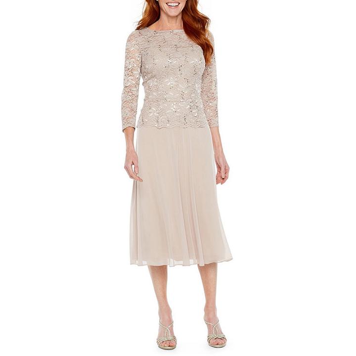 Jackie Jon 3/4 Sleeve Lace Fit & Flare Dress