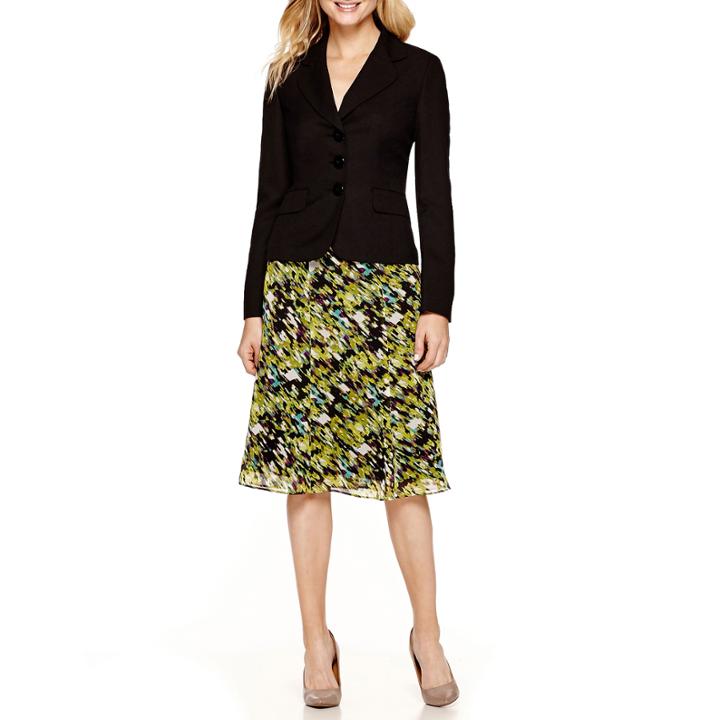 Le Suit Notch Collar Crepe Jacket And Skirt Set