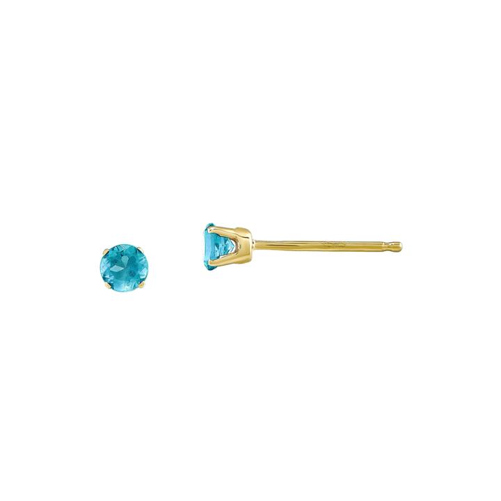 3mm Round Genuine Swiss Blue Topaz 14k Yellow Gold Stud Earrings