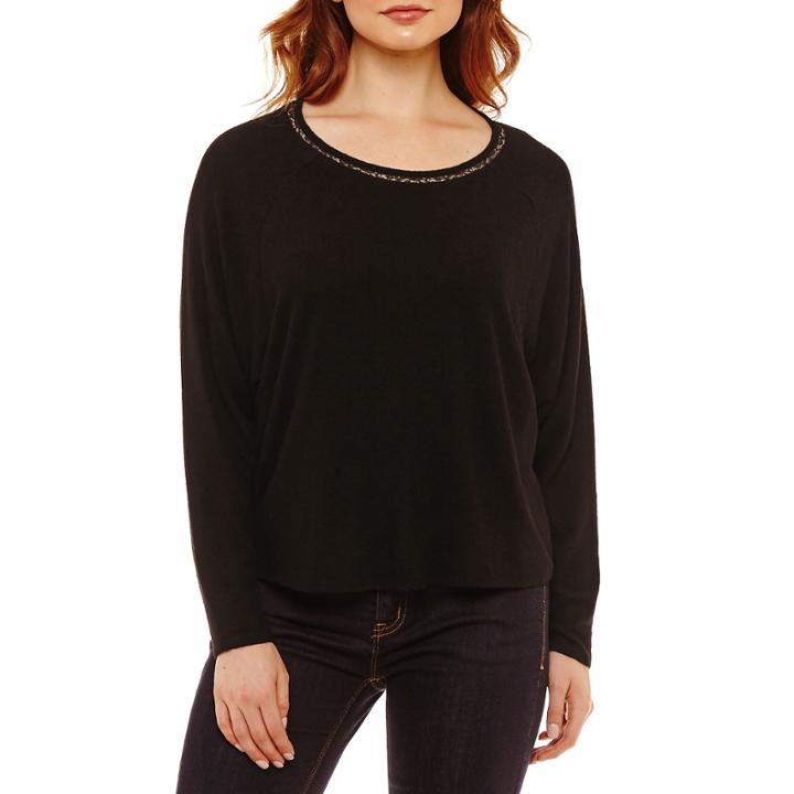 Bold Elements Long Sleeve Cozy Lace Back Knit Top