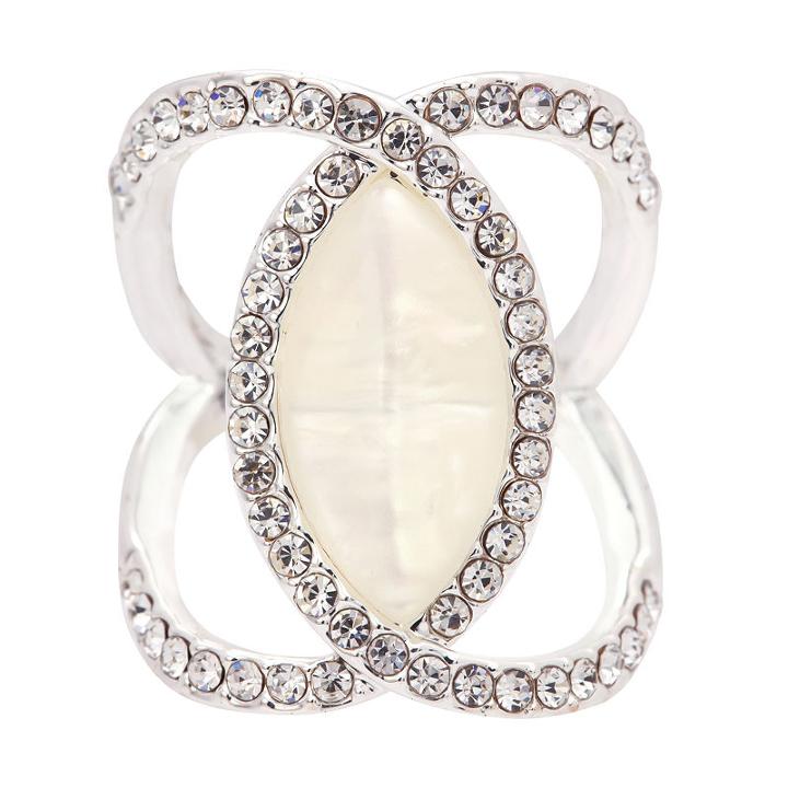 Sparkle Allure Womens Clear Simulated Pearls Cocktail Ring
