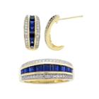 Lab-created Blue And White Sapphire Earring And Ring Boxed Set