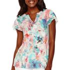 Liz Claiborne Flutter-sleeve Floral T-shirt