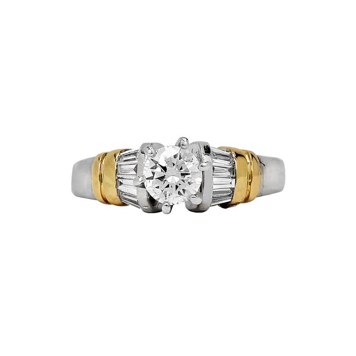 Limited Quantities 3/4 Ct. T.w. Diamond Platinum And 18k Yellow Gold Engagement Ring