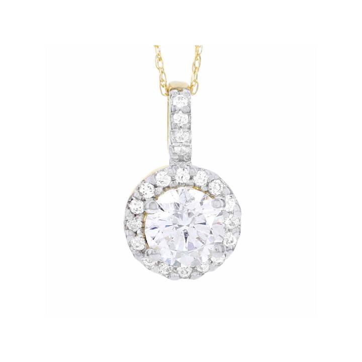 Diamonart 10k Yellow Gold Cubic Zirconia 2.04 C.t.t.w. Round Halo Pendant