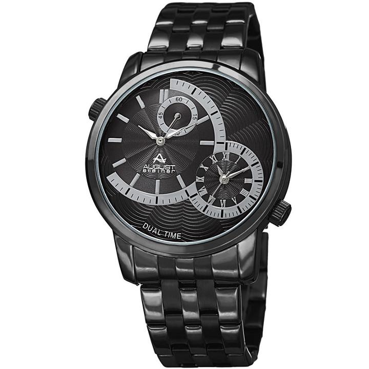 August Steiner Mens Black Strap Watch-as-8210bk