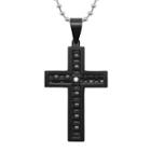 Mens Diamond-accent Stainless Steel & Leather Cross Pendant Necklace