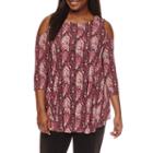 Freshman 3/4 Sleeve Cold Shoulder Top With Shirt Juniors Plus