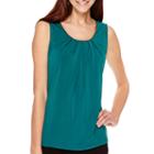 Worthington Metal-trim Pleat-neck Tank Top - Tall
