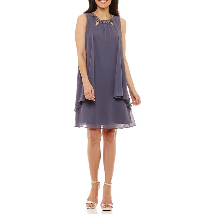 Scarlett Sleeveless Beaded Shift Dress-petites