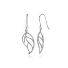 Sterling Silver Cutout Leaf Drop Earrings