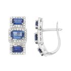 Lab Created Sapphire And 5/8c. T.t.w. Diamond 10k White Gold Earrings