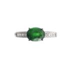 Womens Green Sterling Silver Solitaire Ring
