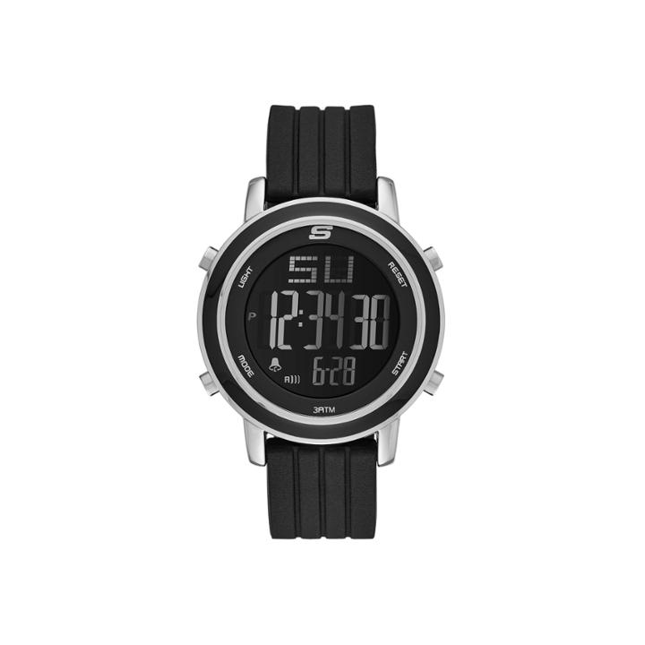 Skechers Womens Black Silicone Strap Digital Chronograph Watch