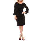 Liz Claiborne Bell Sleeve Burnout Velvet Sheath Dress