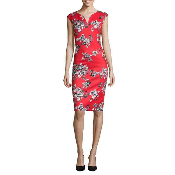 Weslee Rose Cap-sleeve Floral-print Midi Dress