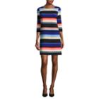 Worthington 3/4 Sleeve Stripe Shift Dress