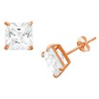 Diamonart 1 1/2 Ct. T.w. Princess White Cubic Zirconia 10k Gold Over Silver Stud Earrings