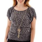 By & By Short-sleeve Space-dyed Knit Necklace Top - Plus