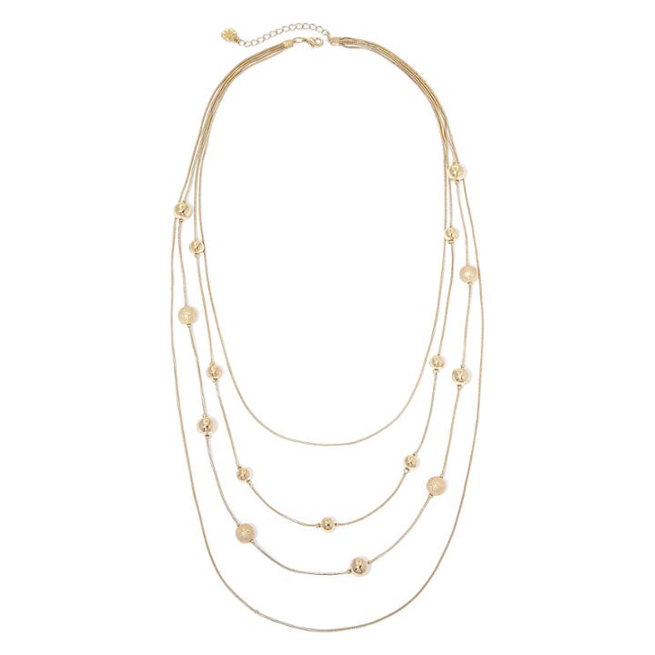 Monet Multi-strand Gold-tone Ball Illusion Necklace