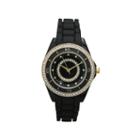 Olivia Pratt Womens Rhinestone Bezel Rhinestone Dial Black Silicone Watch 40036black