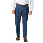Haggar Stretch Denim Plt Classic Fit Pleated Pants Big And Tall