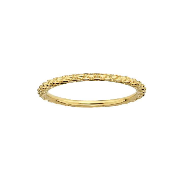 Personally Stackable 18k Yellow Gold Over Sterling Silver 1.5mm Criss-cross Ring