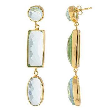 Athra Aqua Resin 3-stone Drop Earrings