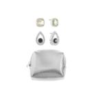 Liz Claiborne Gray Stud Earrings, 2 Pair With Bonus Pouch