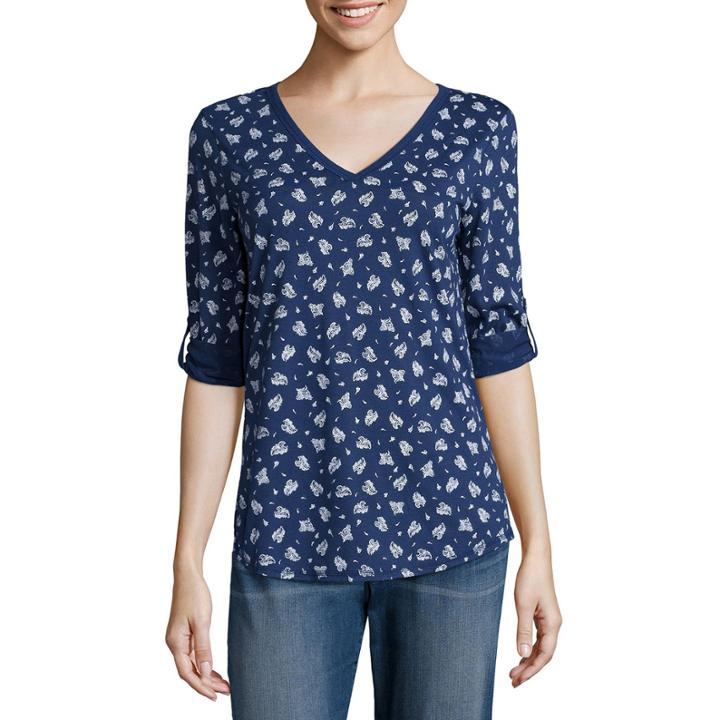 Liz Claiborne V-neck Roll Tab Tunic