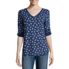 Liz Claiborne V-neck Roll Tab Tunic