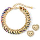 Heart Earring & Multicolor Bracelet Set