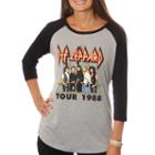 Def Leppard Juniors' Hysteria Tour 1988 Drapey 3/4 Sleeve Graphic Baseball T-shirt