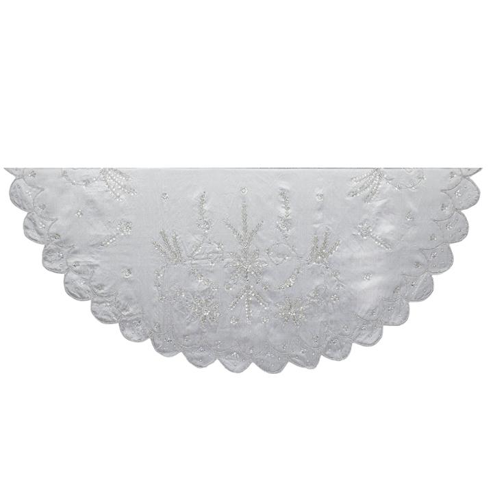 Kurt Adler 48 Silver Hand Embroidery Treeskirt