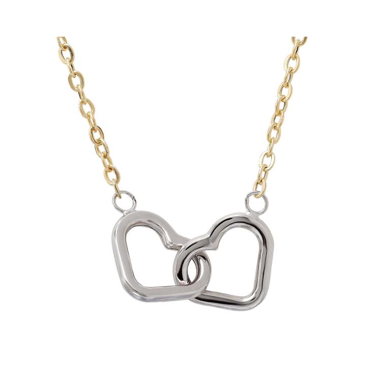 Limited Quantities! 10k Two-tone Gold Interlocking Hearts Necklace