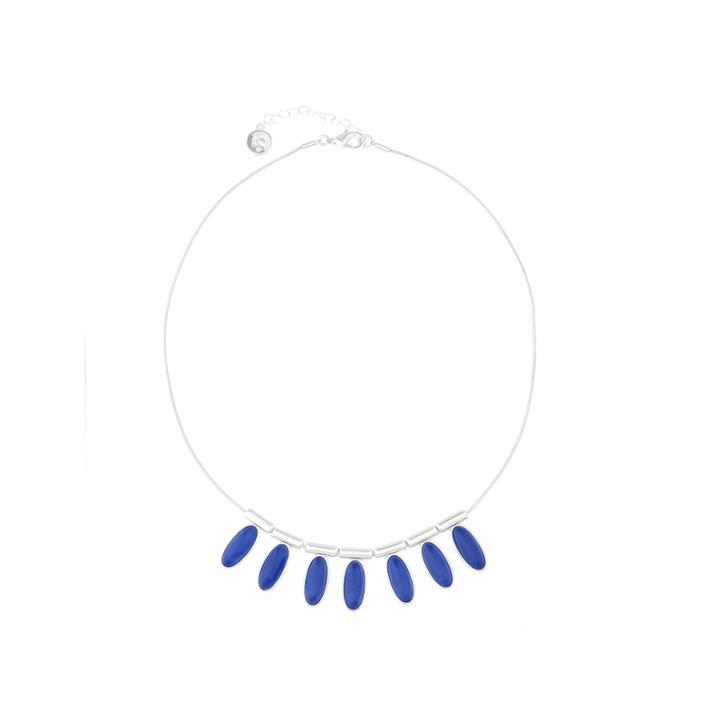 Liz Claiborne 1820 Frontal Collar Blue & Silver-tone Necklace