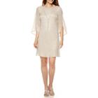 Prelude Tulip-sleeve Metallic Sheath Dress With Necklace