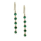 Lab Created Green Emerald 14k Gold Over Silver Round Drop Earrings